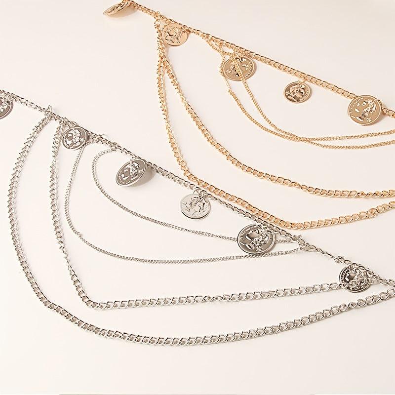 Layered Waist Chain Belt for Women Beach Bikini Denim Dresses