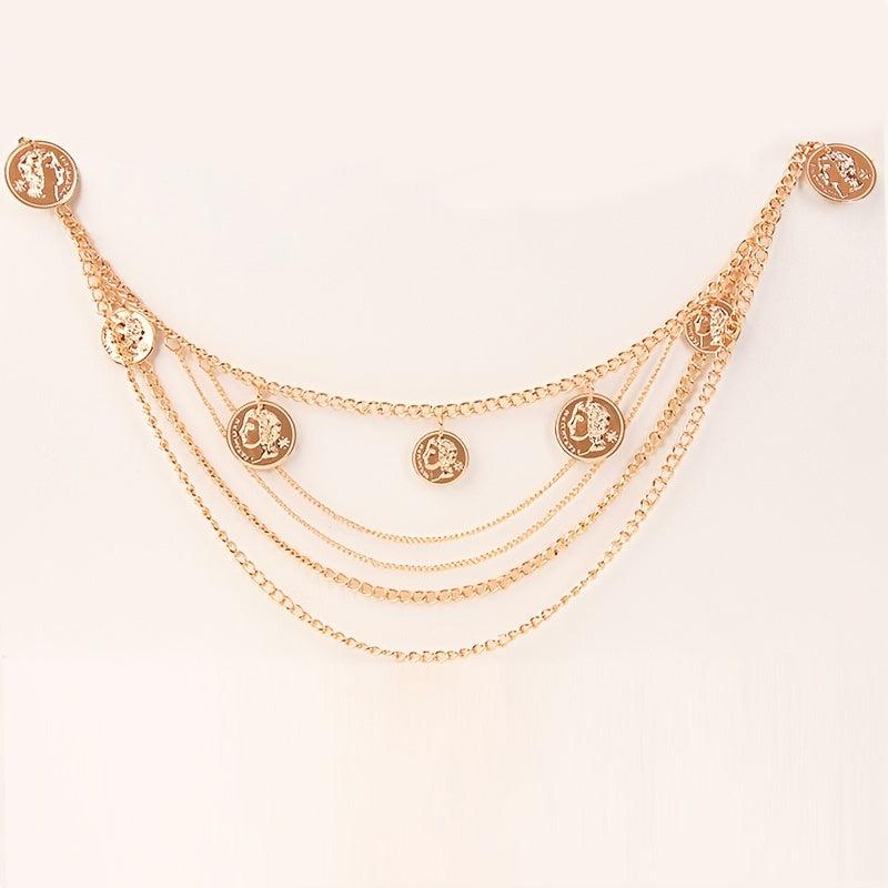 Layered Waist Chain Belt for Women Beach Bikini Denim Dresses