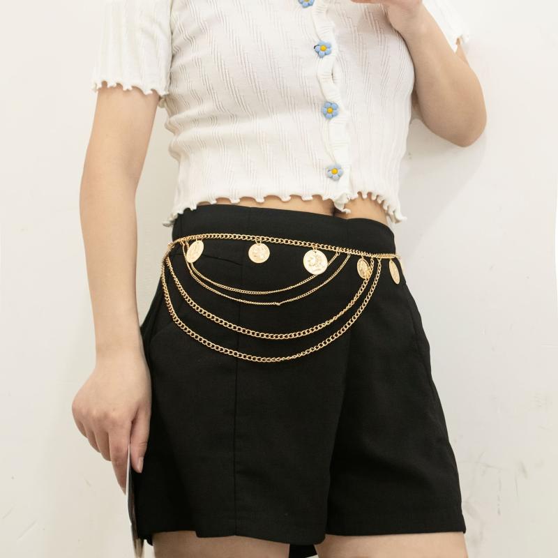 Layered Waist Chain Belt for Women Beach Bikini Denim Dresses