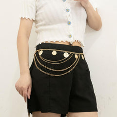 Layered Waist Chain Belt for Women Beach Bikini Denim Dresses