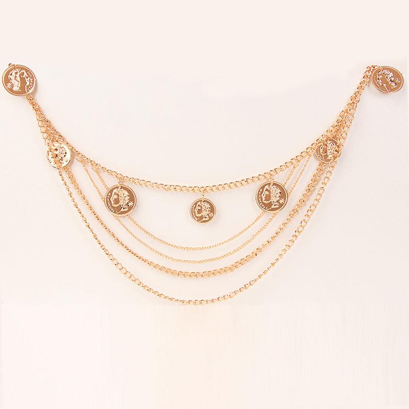 Layered Waist Chain Belt for Women Beach Bikini Denim Dresses