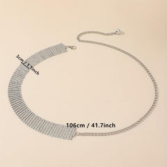 Rhinestone Inlaid Waist Chain Hollow Metal Belt Dress Girdle