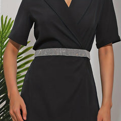 Rhinestone Inlaid Waist Chain Hollow Metal Belt Dress Girdle