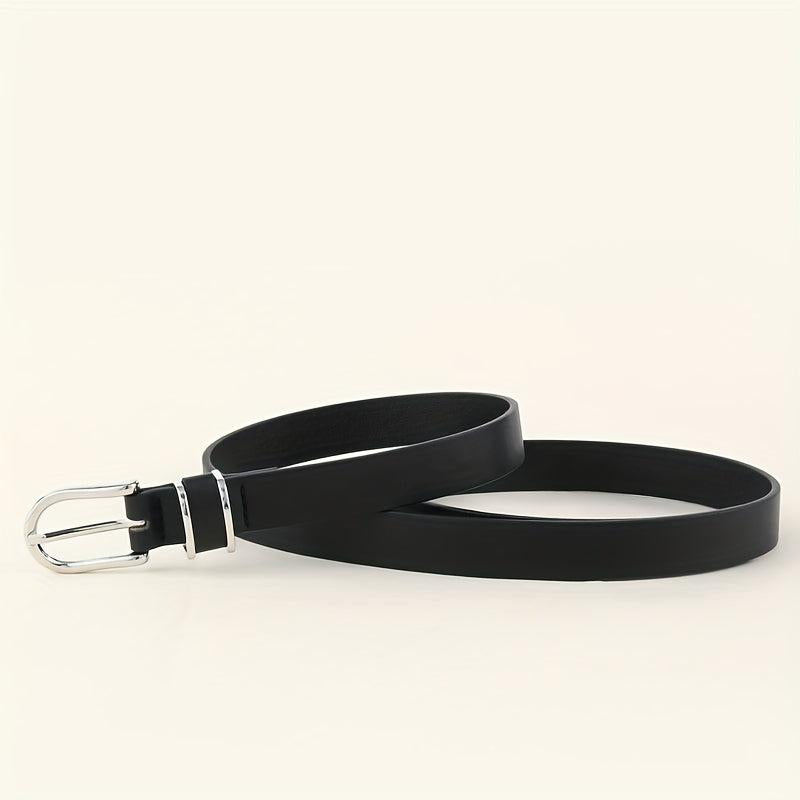 Oval Pin Buckle Thin Belt PU Leather Casual Belt for Women