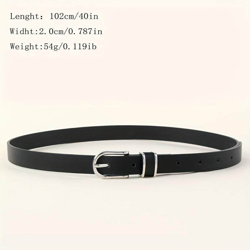 Oval Pin Buckle Thin Belt PU Leather Casual Belt for Women