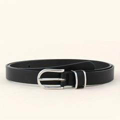 Oval Pin Buckle Thin Belt PU Leather Casual Belt for Women
