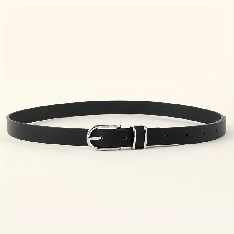 Oval Pin Buckle Thin Belt PU Leather Casual Belt for Women