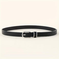 Oval Pin Buckle Thin Belt PU Leather Casual Belt for Women