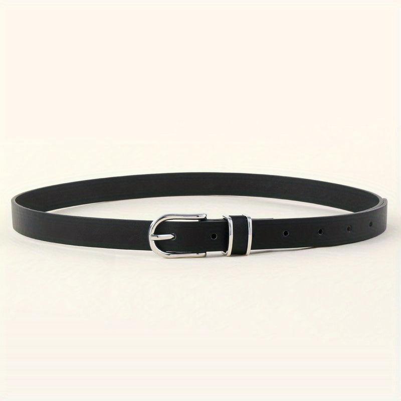 Oval Pin Buckle Thin Belt PU Leather Casual Belt for Women