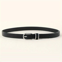 Oval Pin Buckle Thin Belt PU Leather Casual Belt for Women