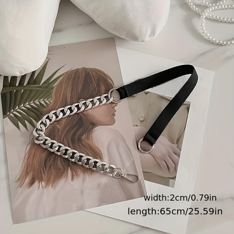 Chic Stitching Chain Belt Elastic Waistband Dress Coat Girdle