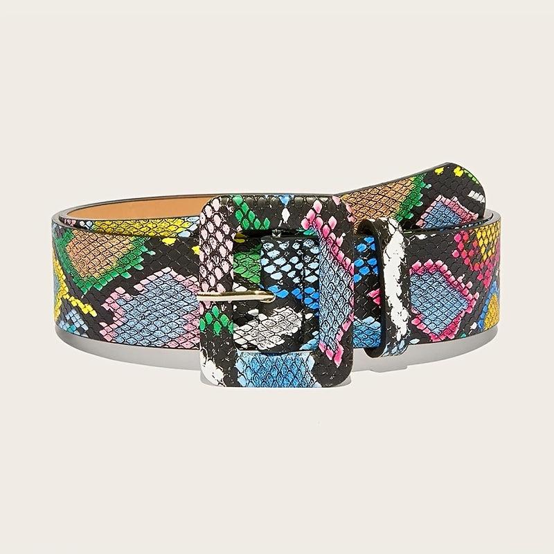 Green Snakeskin Pattern Belt Waist Dress Belt For Women