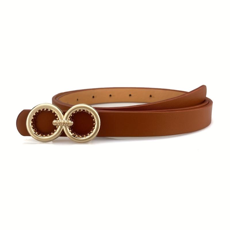 Double O Buckle Vintage Belt Stylish Solid PU Belt Classic Pants Belt
