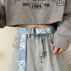 Graffiti Print Canvas Belt Unisex Casual Hip Hop Jeans Pants Belt