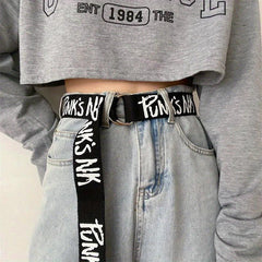 Graffiti Print Canvas Belt Unisex Casual Hip Hop Jeans Pants Belt