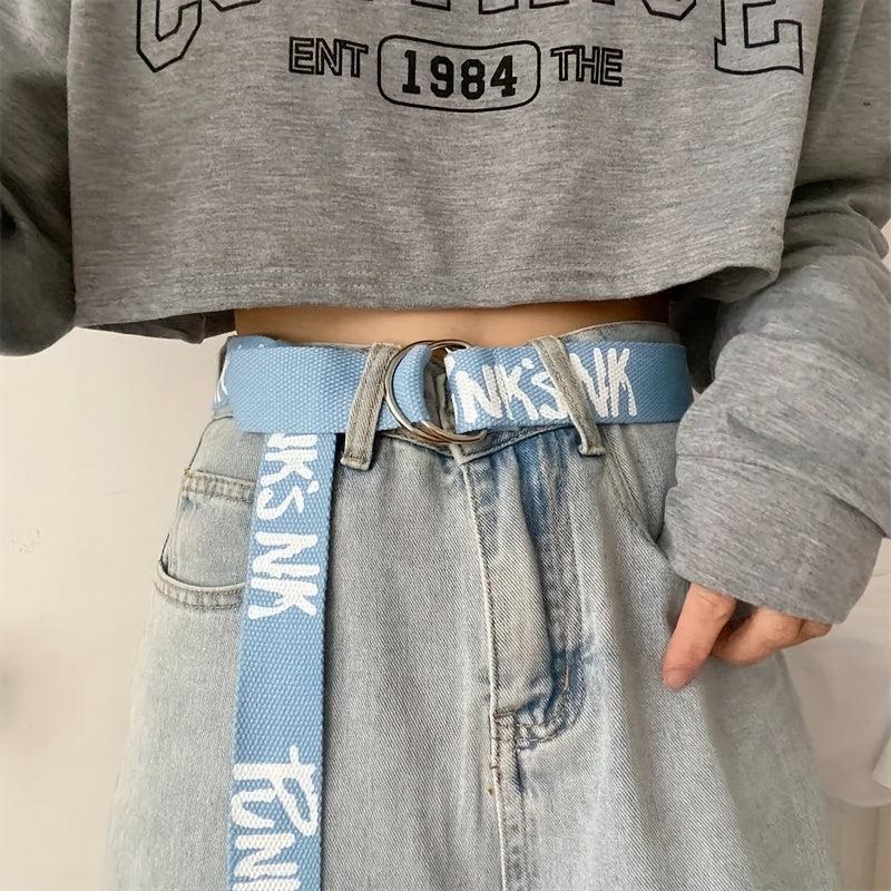 Graffiti Print Canvas Belt Unisex Casual Hip Hop Jeans Pants Belt