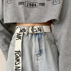 Graffiti Print Canvas Belt Unisex Casual Hip Hop Jeans Pants Belt