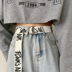 Graffiti Print Canvas Belt Unisex Casual Hip Hop Jeans Pants Belt