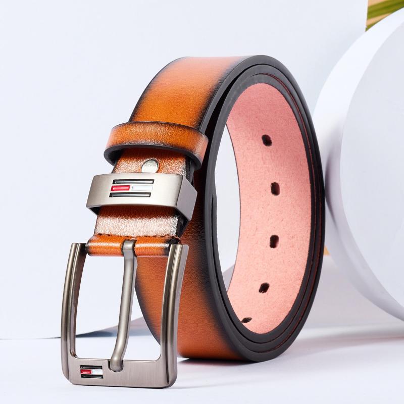Men's PU Leather Business Belt Square Alloy Pin Buckle Waist Strap Belt