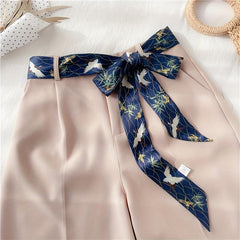 Reversible Skinny Scarf Belt Silk Ribbon Casual Bowknot Sash Belt