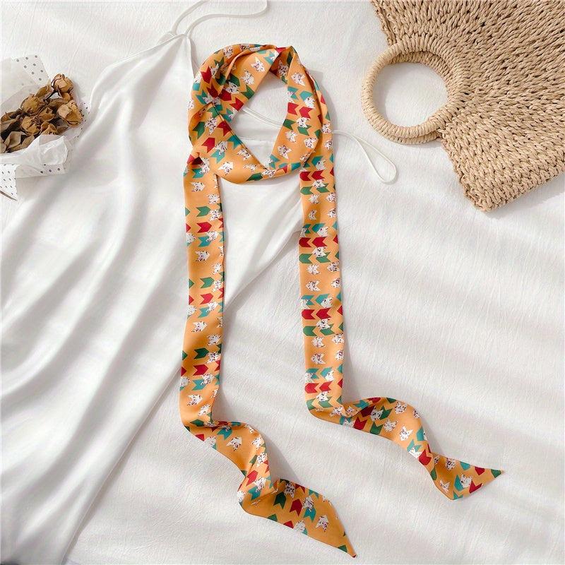 Reversible Skinny Scarf Belt Silk Ribbon Casual Bowknot Sash Belt