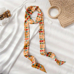 Reversible Skinny Scarf Belt Silk Ribbon Casual Bowknot Sash Belt