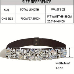 Crystal Sparkly Belt Elastic Wide Waistband Women Dress Girdle