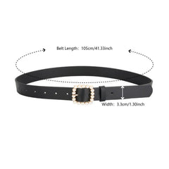 Candy PU Leather Belt with Faux Pearl Decor