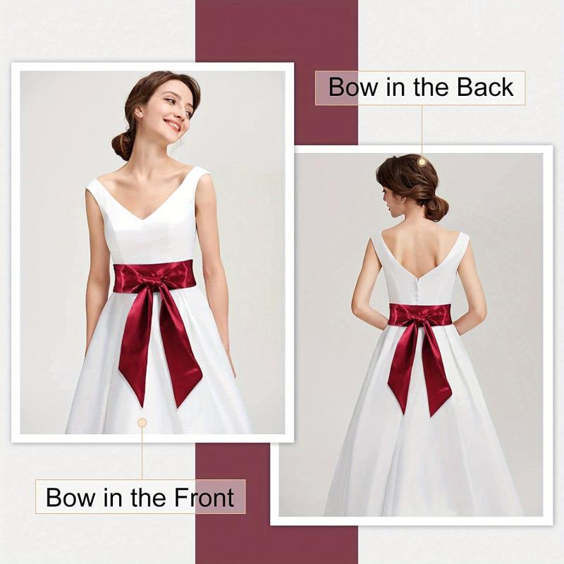 Satin Bowknot Sash Wide Waistband for Women Dress