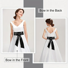 Satin Bowknot Sash Wide Waistband for Women Dress