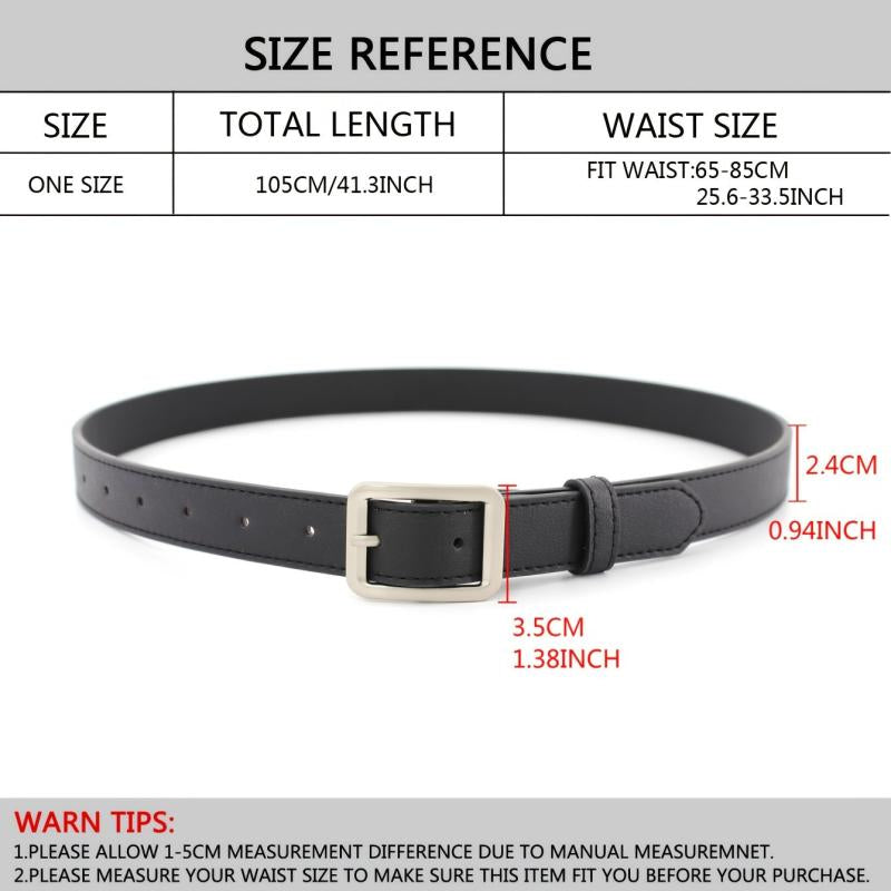 Square Pin Buckle PU Belt Solid Casual Jeans Belt Unisex Vintage Belt