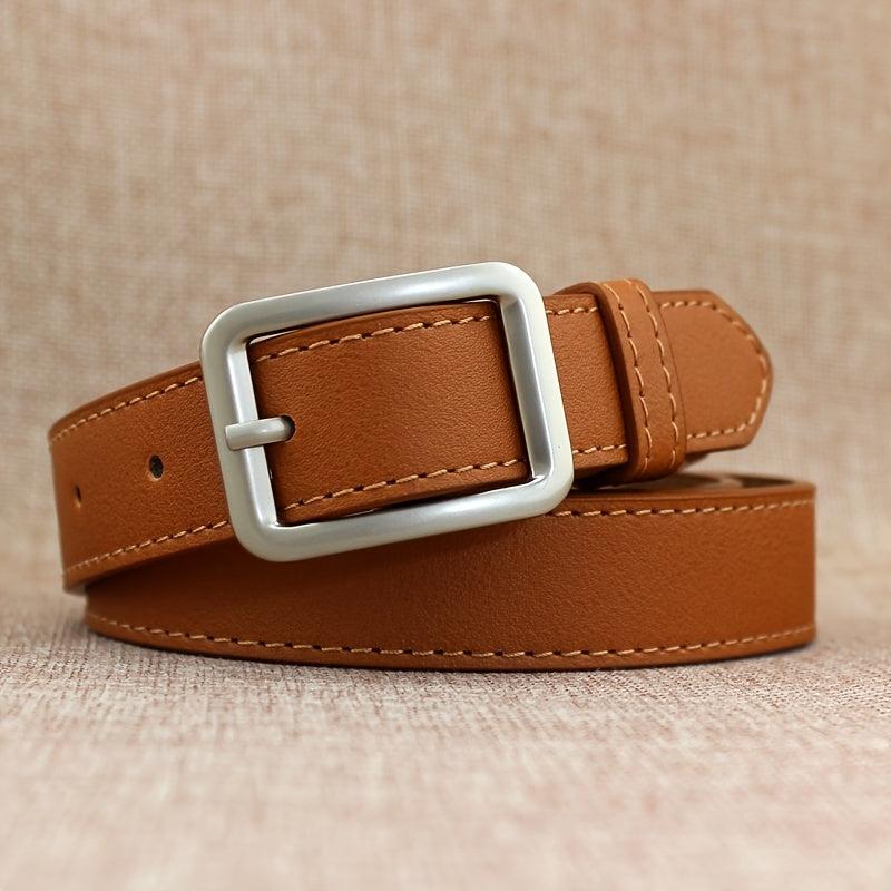 Square Pin Buckle PU Belt Solid Casual Jeans Belt Unisex Vintage Belt