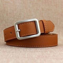 Square Pin Buckle PU Belt Solid Casual Jeans Belt Unisex Vintage Belt