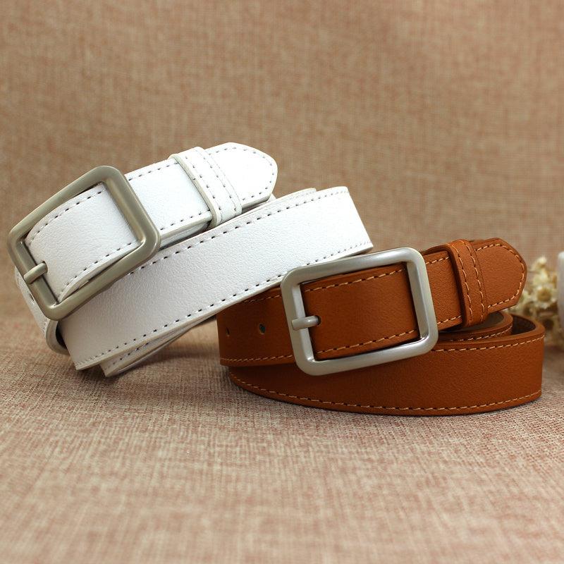 Square Pin Buckle PU Belt Solid Casual Jeans Belt Unisex Vintage Belt