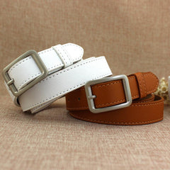 Square Pin Buckle PU Belt Solid Casual Jeans Belt Unisex Vintage Belt