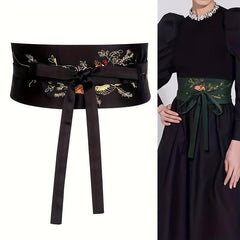 Phoenix Embroidery Wide Belt Vintage Chinese Style Hanfu Waistband