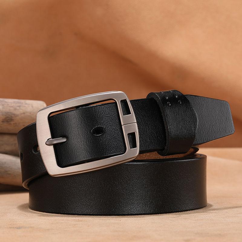 Men's Retro Alloy Pin Square Buckle Leather Belt