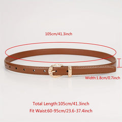 Vintage Solid Belt Golden Embossed Buckle PU Leather Waistband for Women