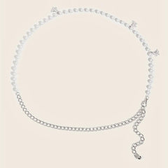 Butterfly Pendant Waist Chain Layered Pearl Tassel Metal Belt Dress Girdle