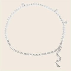 Butterfly Pendant Waist Chain Layered Pearl Tassel Metal Belt Dress Girdle