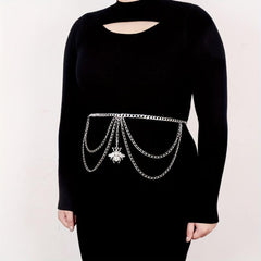  Bee Pendant Waist Chain Silvery Metal Layer Metal Belly Chain