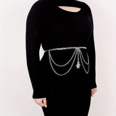  Bee Pendant Waist Chain Silvery Metal Layer Metal Belly Chain