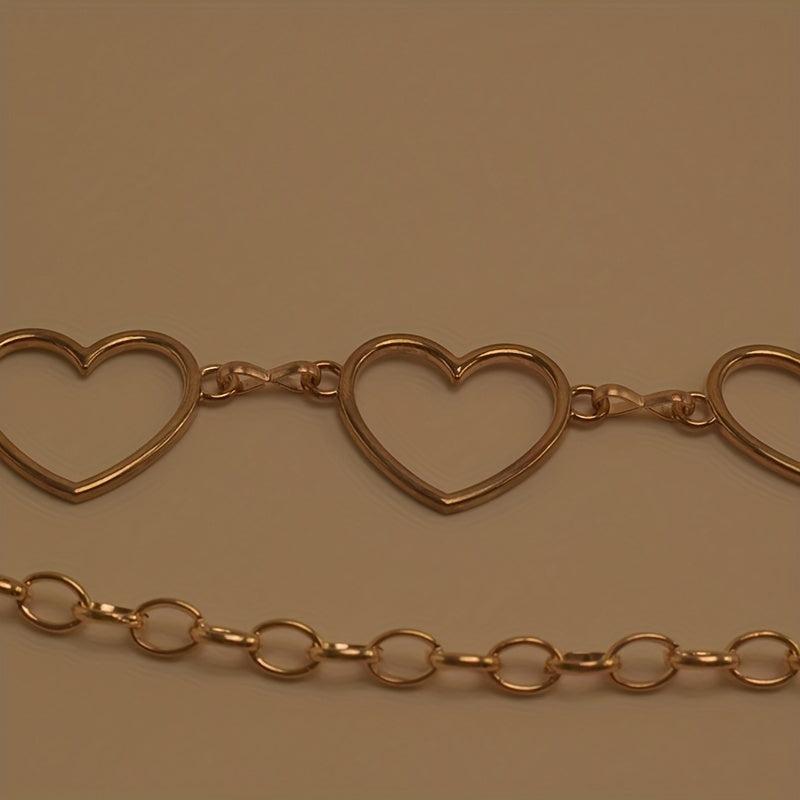 Heart Metal Waist Chain Adjustable Golden Belly Chain Belt