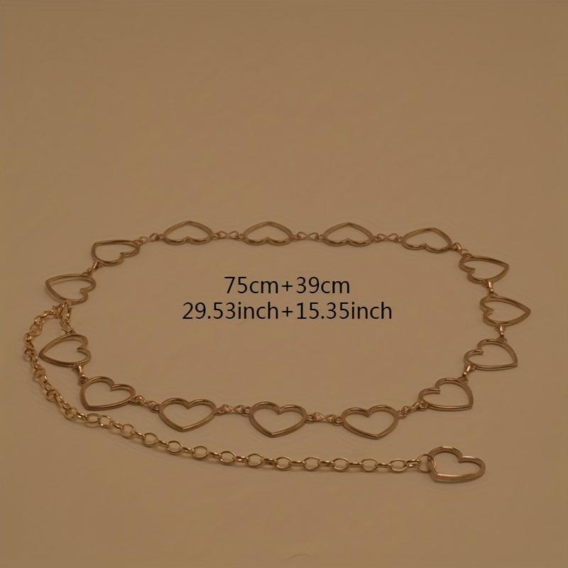 Heart Metal Waist Chain Adjustable Golden Belly Chain Belt
