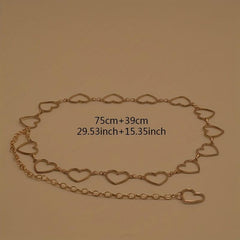 Heart Metal Waist Chain Adjustable Golden Belly Chain Belt