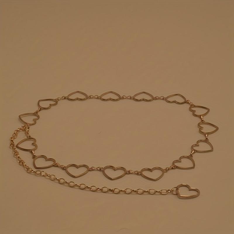 Heart Metal Waist Chain Adjustable Golden Belly Chain Belt