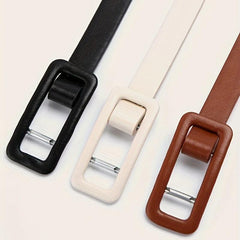 3pcs Long Buckle Belt Solid Vintage PU Waistband Thin Girdle For Women