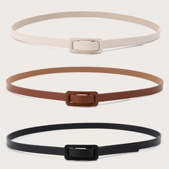 3pcs Long Buckle Belt Solid Vintage PU Waistband Thin Girdle For Women