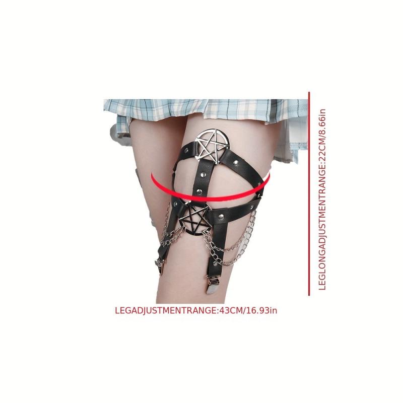 Gothic PU Leather Thigh Belt with Tassel Punk Garter