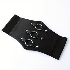 Punk Circles Buckle Wide Belt Coat Waistband Elastic Casual Decorative Girdle